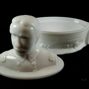 Covered Candy Dish - Milk Glass - Admiral Dewey