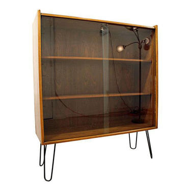Mid-Century Bookshelf Danish Modern Walnut Bookcase/Display Cabinet on Hairpin Legs #2 
