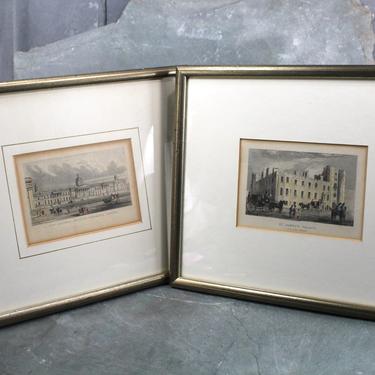 Framed Vintage London Art - St James Palace/National Gallery at Trafalgar Square - Victorian Style Hand-Colored Lithographs - Your Choice 
