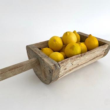 Rustic Hand-Carved Wood Tray/ Bowl With Handle 