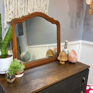 Arched Framed Mirror Dresser Vanity Victorian  Mirror | Antique hardwood hanging mirror 