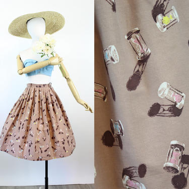 1950s HOURGLASS print novelty skirt xs | new spring 