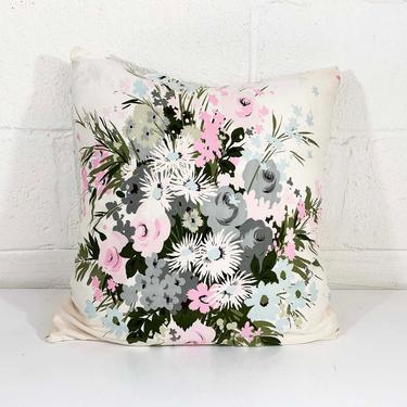 Vintage Throw Pillow Accent Flowers Floral Sofa Couch White Pink Flower Bohemian Cotton Mid-Century Pillowcase Waverly Country Farmhouse 