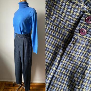 Blue and Green Houndstooth Trousers 