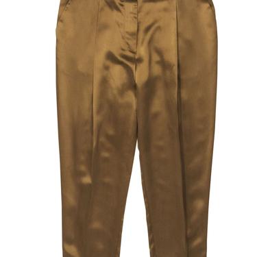 Brunello Cucinelli - Gold Silk Satin Tapered Leg Trousers Sz 6