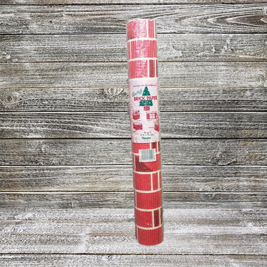 Vintage Corobuff Brick Paper, 1960's Christmas Fireplace Red &amp; White Corrugated Brick Wall Paper, Retro Holiday Decoration, Vintage Holiday 