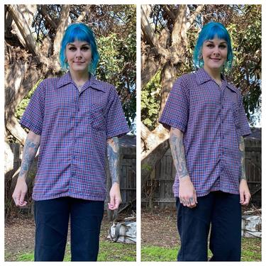 Vintage 1970’s Blue, Red and Green Plaid Shirt 