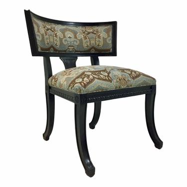 Hickory Chair Transitional Blue and Chocolate Brown Regan Klismos Chair