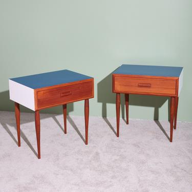 Pair of Laminate and Wood Nightstands