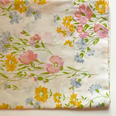 Vintage Standard Pillowcase with Pink Blue and Yellow Flowers 