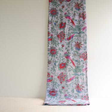 Vintage Purple, Red, Pink, Blue and Green Floral Indian Tapestry, Cotton Indian Fabric Panel, Queen Bed Coverlet, 104&amp;quot; x 63&amp;quot; Tablecloth 