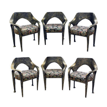 Paul Evans Set of 6 Rare and Important Dining Chairs 1969 (signed)