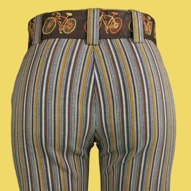 60s mod striped pants. Ombré earthy colors. Wide legs. By Bobbie Brooks. 
