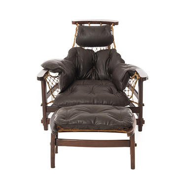 brazilian modern lounge chair and ottoman by Jean Gillon