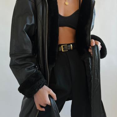 Vintage Onyx Belted Leather Jacket