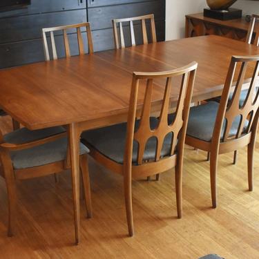 Newly-restored Broyhill Brasilia extendable dining set (table, six chairs w/new upholstery) 