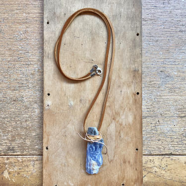 Blue Kyanite Leather Necklace Crystal Jewelry Magical Gifts 