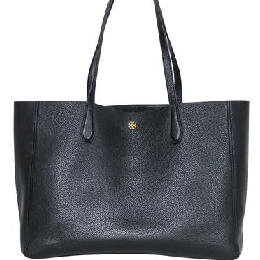Tory Burch - Black Pebbled Leather Open Tote