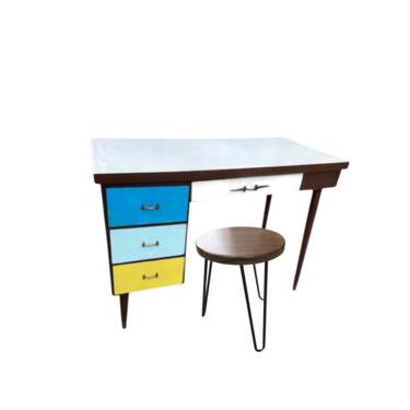 Colorful Painted Mcm 3 Drawer Desk