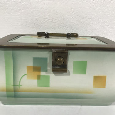 Bauhaus Suprematism Hinged Ceramic Box with Brass Hardware 