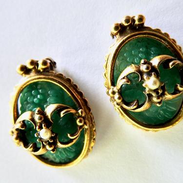 Green Poured Glass Earrings 