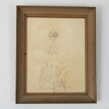 1983 Perez Nunez Nude Female Drawing . 