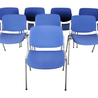 Set of 8 Italian Giancarlo Piretti for Anonima Castelli Ofiice Chairs 