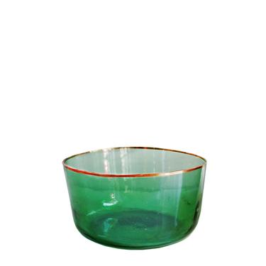 Green Glass Demijohn Bowls with Copper Rim, Medium