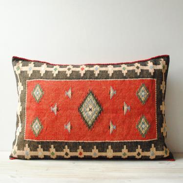 Vintage Southwestern Pillow Cover, Red Wool Pillow Case 
