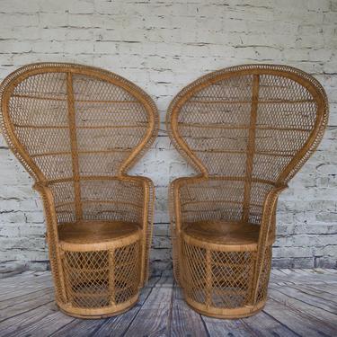 SHIPPING NOT FREE!!! Set of 2 Vintage Peacock  Shel Shape Chairs Excellent condition 