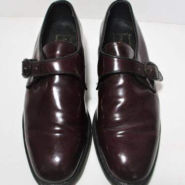 Vintage 1960s Stuart McGuire Cordovan Monk Strap Shoes, Oxfords, Patent Leather 7.5 Men 