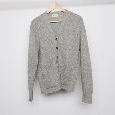 vintage mid-century WOOL blend Oatmeal grey tan OXFORD 1960s 70s men's gramps GRUNGE kurt cobain sweater -- size medium 