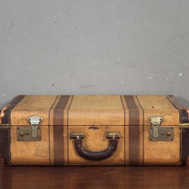Tan Striped Suitcase