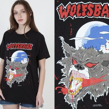 Vintage 1989 Wolfsbane Band T Shirt / Howling Mad Shithead UK Tour Tee / Brockum Brand Wolf Print Concert Tour Shirt XL 