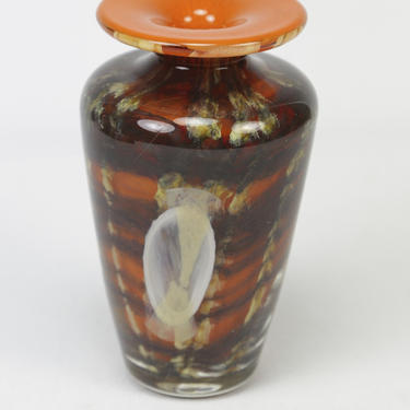 Vintage Early Michael Nourot 1974 Studio Art Glass Vase Orange Signed &amp;quot;MN 2*74&amp;quot; 