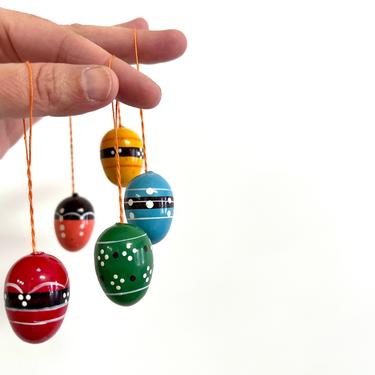 Vintage Mini Easter Egg Ornaments Set of 15 | Hand Painted Wood Egg Ornaments 