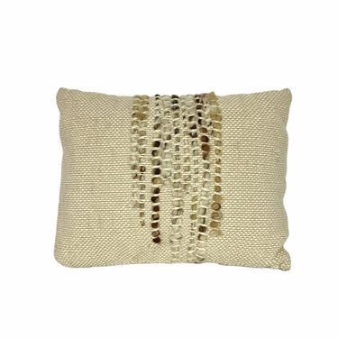 Vintage 70's Oatmeal Woven Wool Lumbar Throw Pillow 