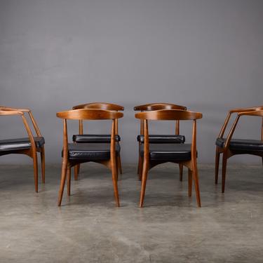 6 Mid Century Modern Dining Chairs Lawrence Peabody Walnut 