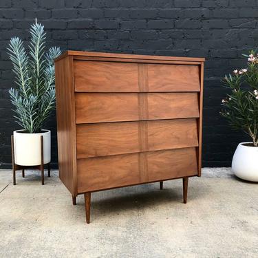 Mid-Century Modern Walnut Highboy Chest with Slatted Drawers, c.1960’s 