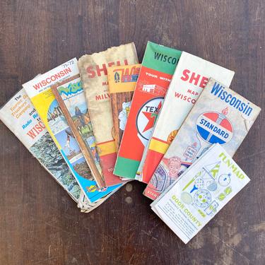 Vintage Wisconsin Gas Station Road Map Collection Texaco Shell Standard 