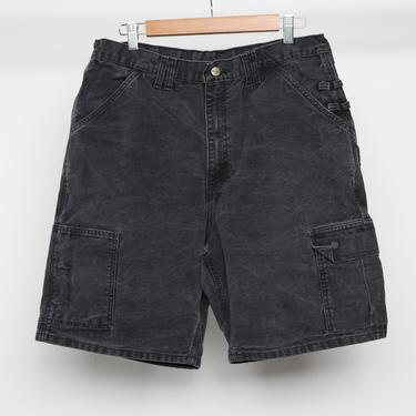 vintage 90s black DENIM jean CARHARTT men's work wear shorts size 33 waist 