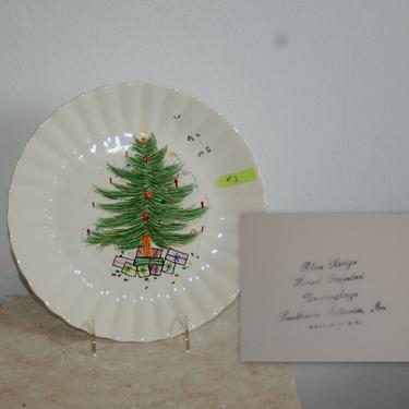 SPI Blue Ridge Christmas Tree w/ Presents 10 3/8&quot; Plate ~ Vtg 1930's / 40's Christmas Decor ~ Blue Ridge Hand Painted Christmas Tree Plate 3 