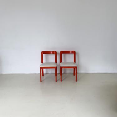 1970s Red/Orange Dining Chairs - Pair