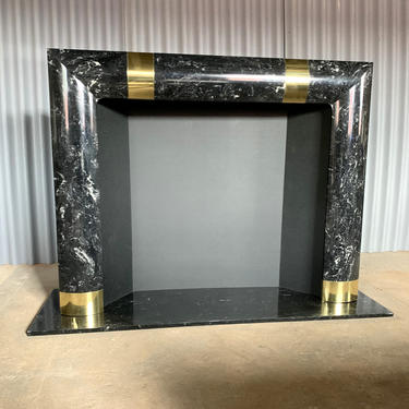 Fabulous Brass Marble and Composite Fireplace Surround 