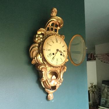 Swedish Westerstrand Vintage Antique Wall Clock Gustavian Gilt (Junghans era) 