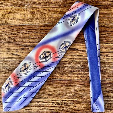 Wonderful Abstract Hand Painted / Air Brushed 1950s Tie 