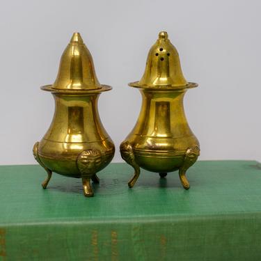 Pair of Vintage Brass Salt and Pepper Shakers 