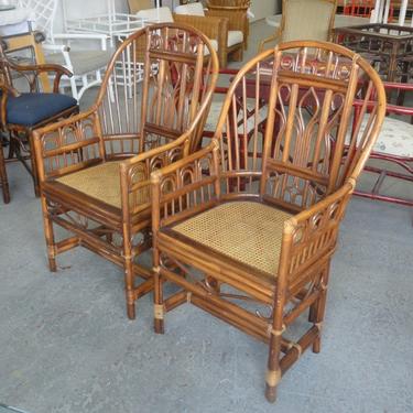 Pair of Rattan &amp; Cane Brighton Style Chairs