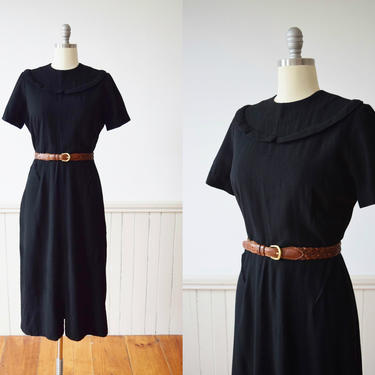 1960s Black Wool Sheath Dress | Early 1960s Vintage Dress | M 