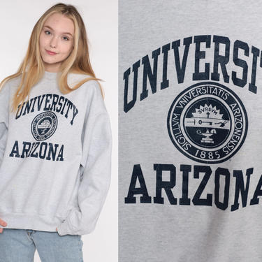 University Of Arizona Sweatshirt 90s Sports U of A Wildcats Shirt Tucson Graphic College Sweater Slouchy Grey 1990s Vintage Extra Large xl 